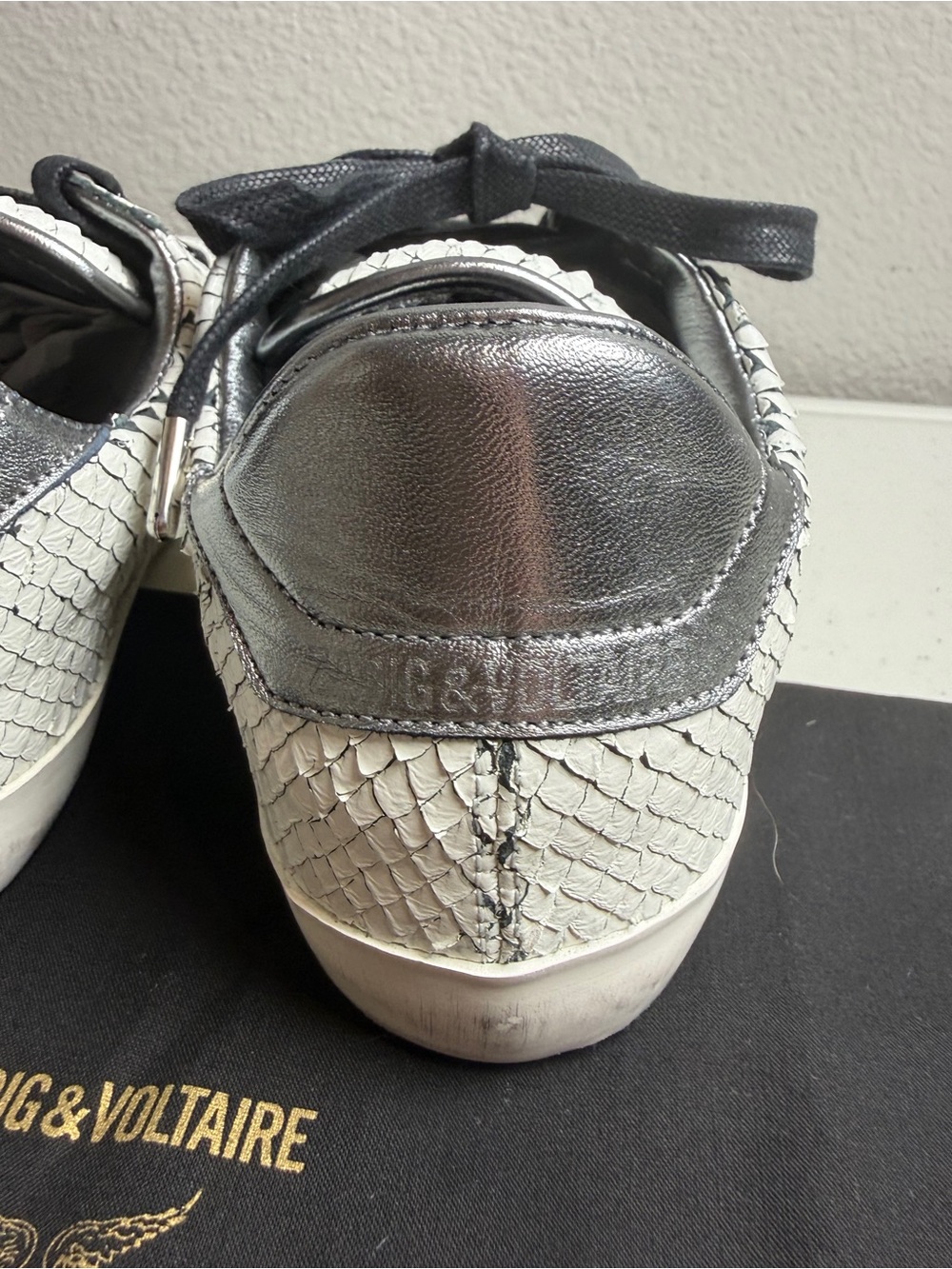 Zadig & Voltaire Neo Keith Flash Sneakers White Snakeskin - Picture 3 of 11